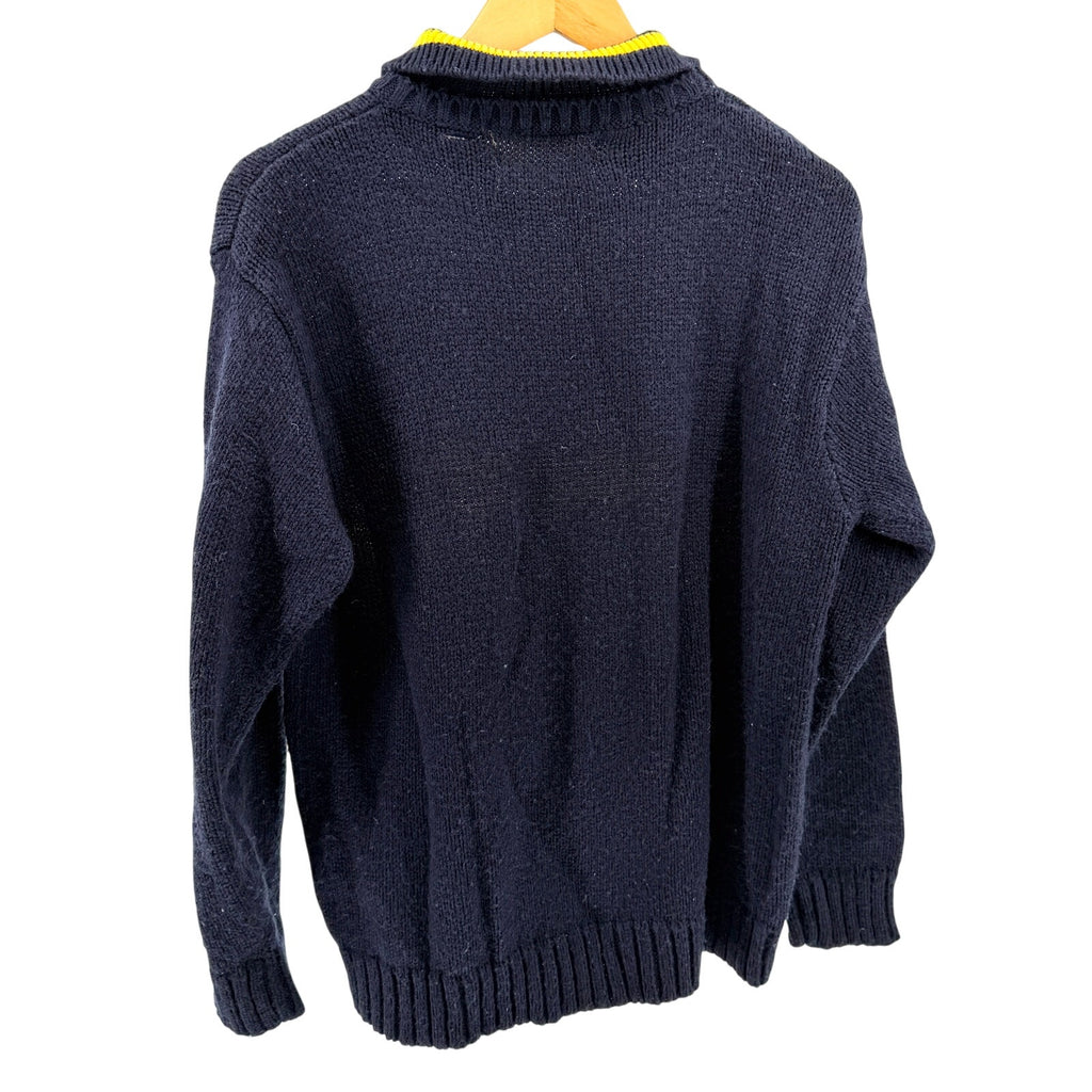 Vintage 90s Authentic Whipp Navy Blue Collegiate Graphic Knit Sweater