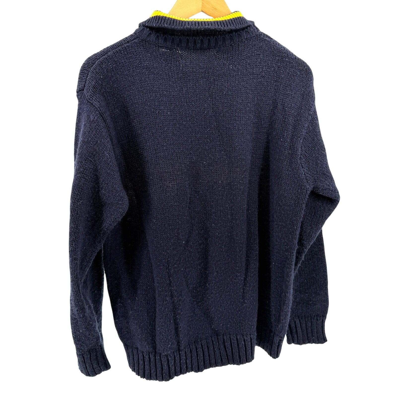Vintage 90s Authentic Whipp Navy Blue Collegiate Graphic Knit Sweater