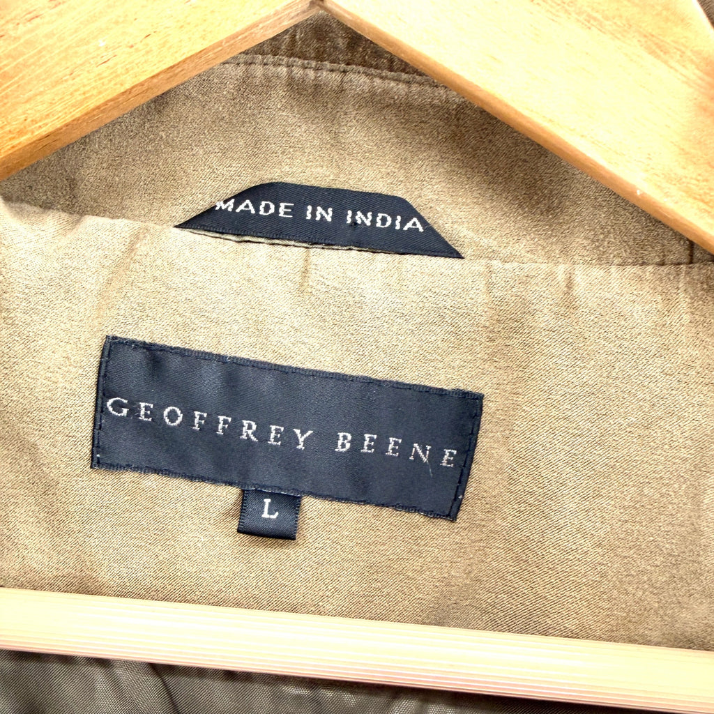 Geoffrey Beene Tan Faux Suede Minimalist Zip Up Harrington Bomber Jacket