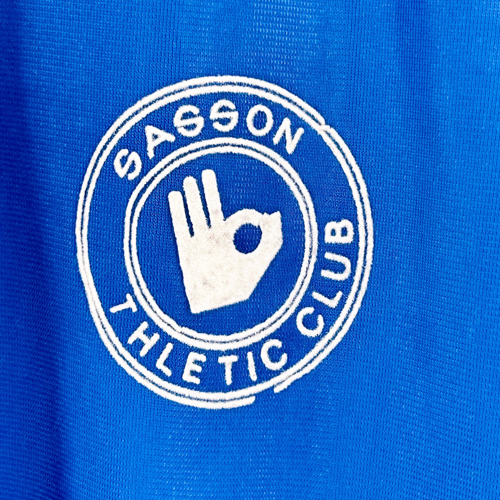 Vintage 80s Sasson Blue White Raglan Polyester Athletic Track Jacket