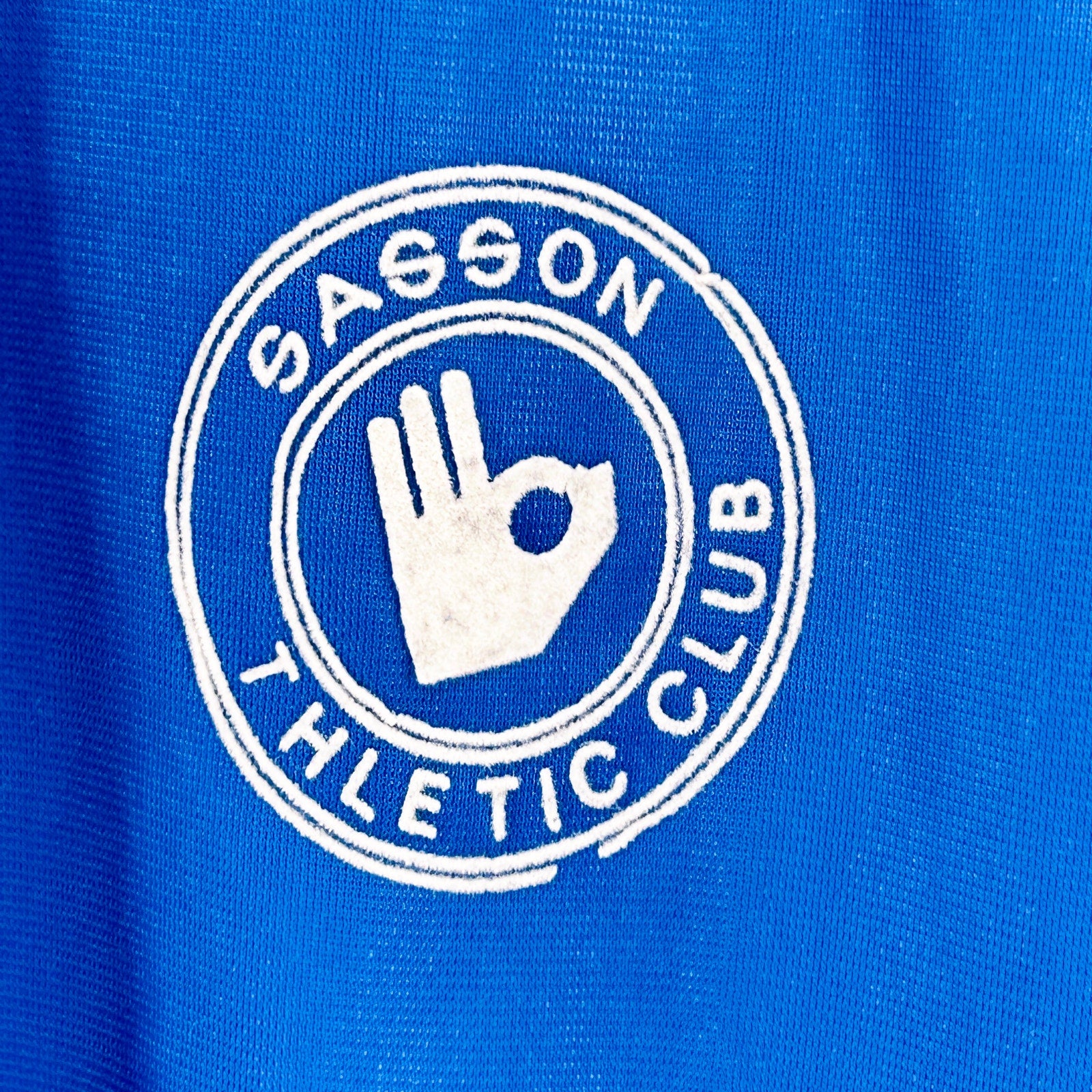 Vintage 80s Sasson Blue White Raglan Polyester Athletic Track Jacket