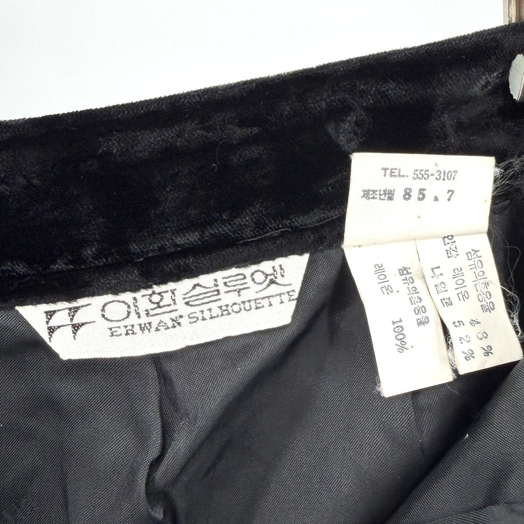 Vintage 80s Erwan Silhouette Black Velvet Midi Pencil Skirt