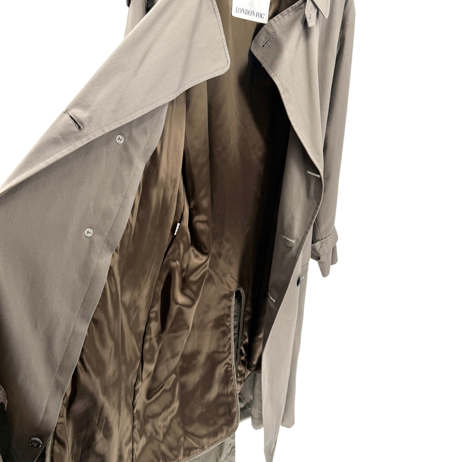 Vintage 90s London Fog Dark Gray Olive Sharp Tailoring Trenchcoat Jacket