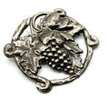 Vintage 80s Silver Tone Grape Cluster Vine Relief Brooch Pin