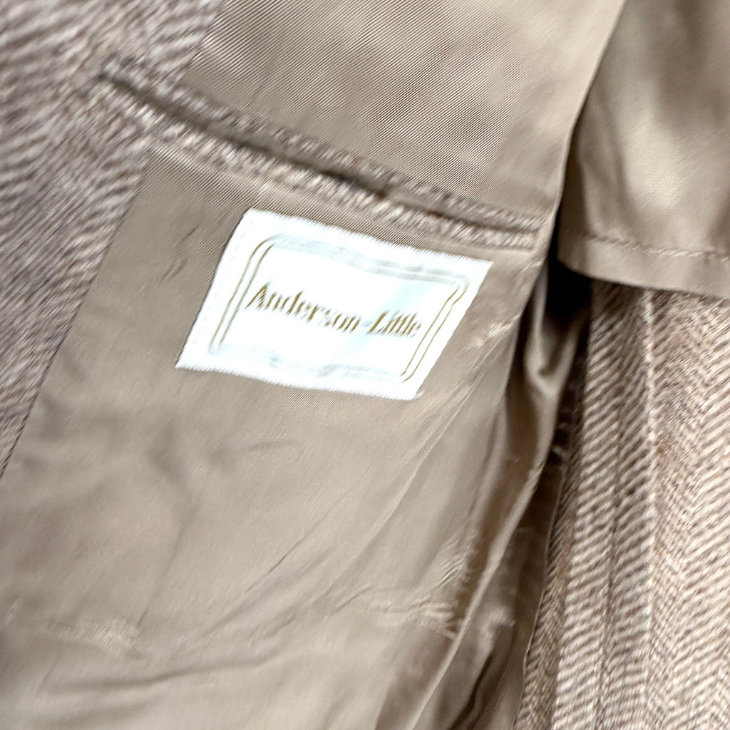 Vintage 80s Anderson Little Tan 100% Wool Herringbone Tweed Blazer Jacket