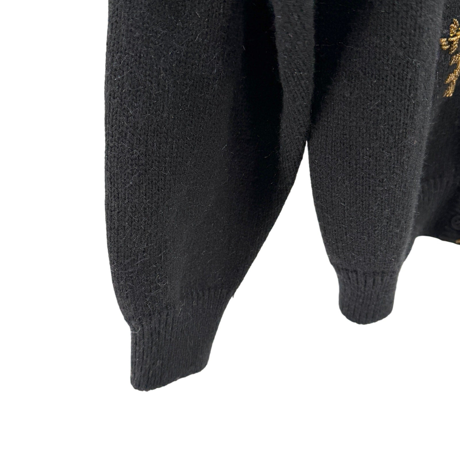 Vintage 90s Alfred Dunner Black Gold Sequin Beaded Cardigan