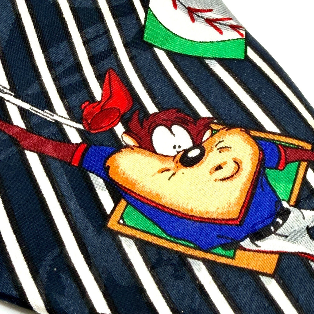 Vintage 90s Looney Tunes Navy Blue Baseball Novelty Necktie
