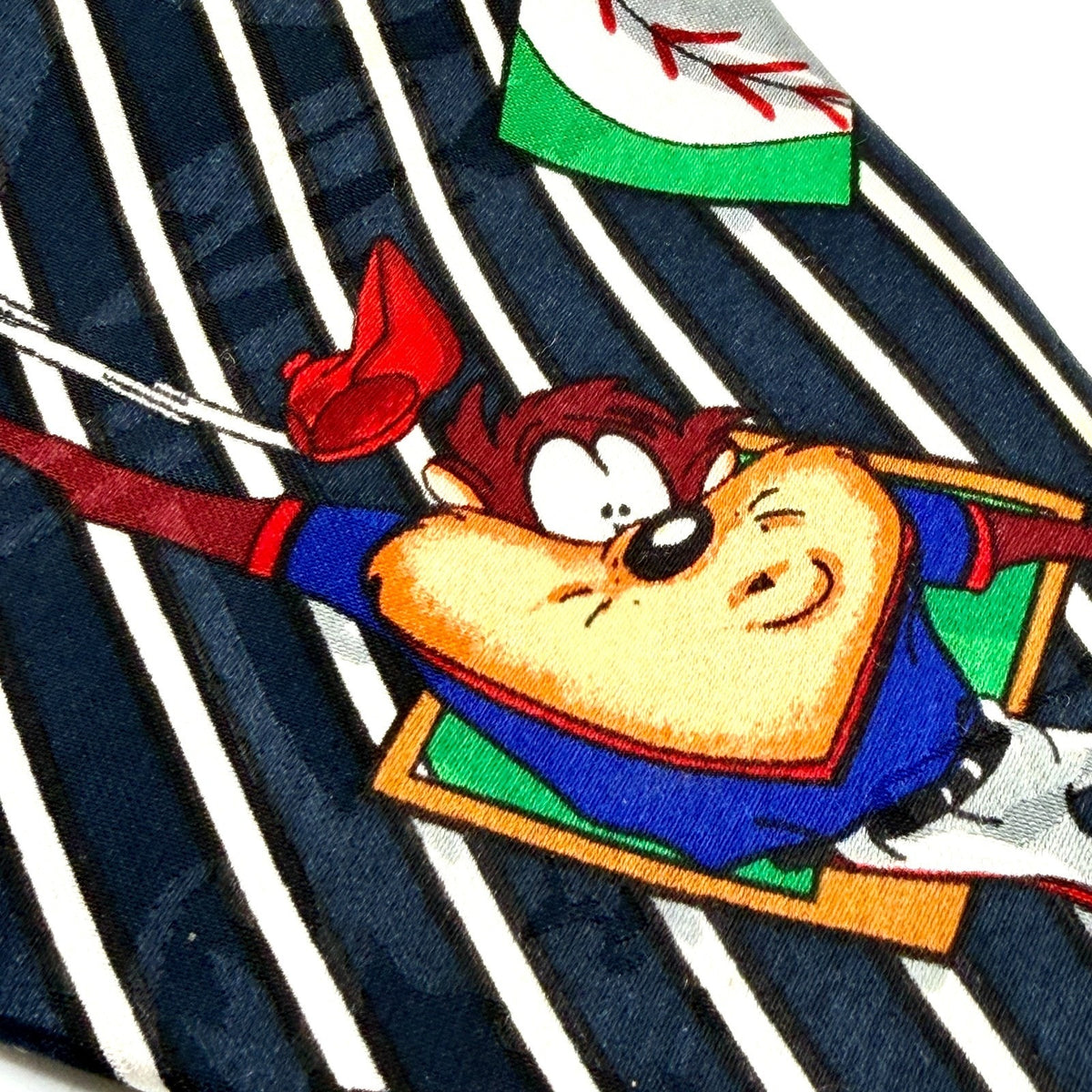 Vintage 90s Looney Tunes Navy Blue Baseball Novelty Necktie