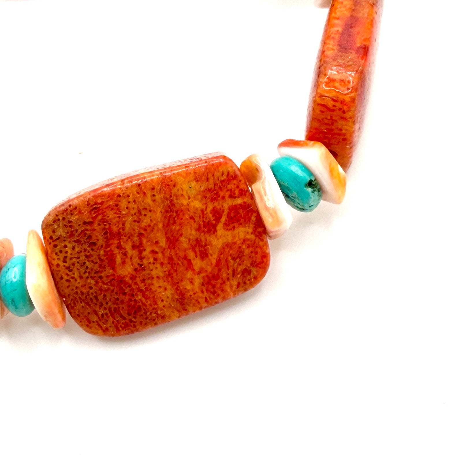Vintage 90s Orange Coral Turquoise Southwestern Toggle Bracelet