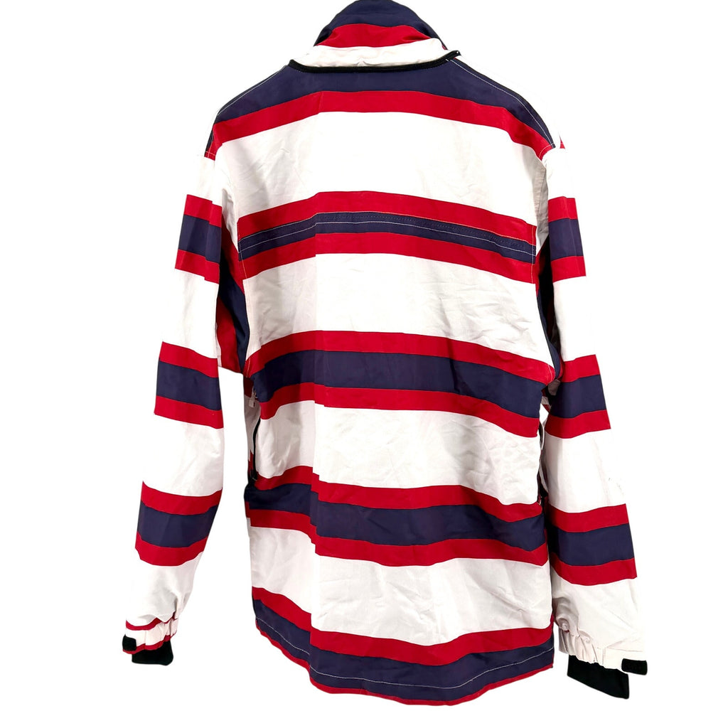Vintage Y2K Iceburg Nautical Red White Blue Striped Ski Windbreaker Jacket