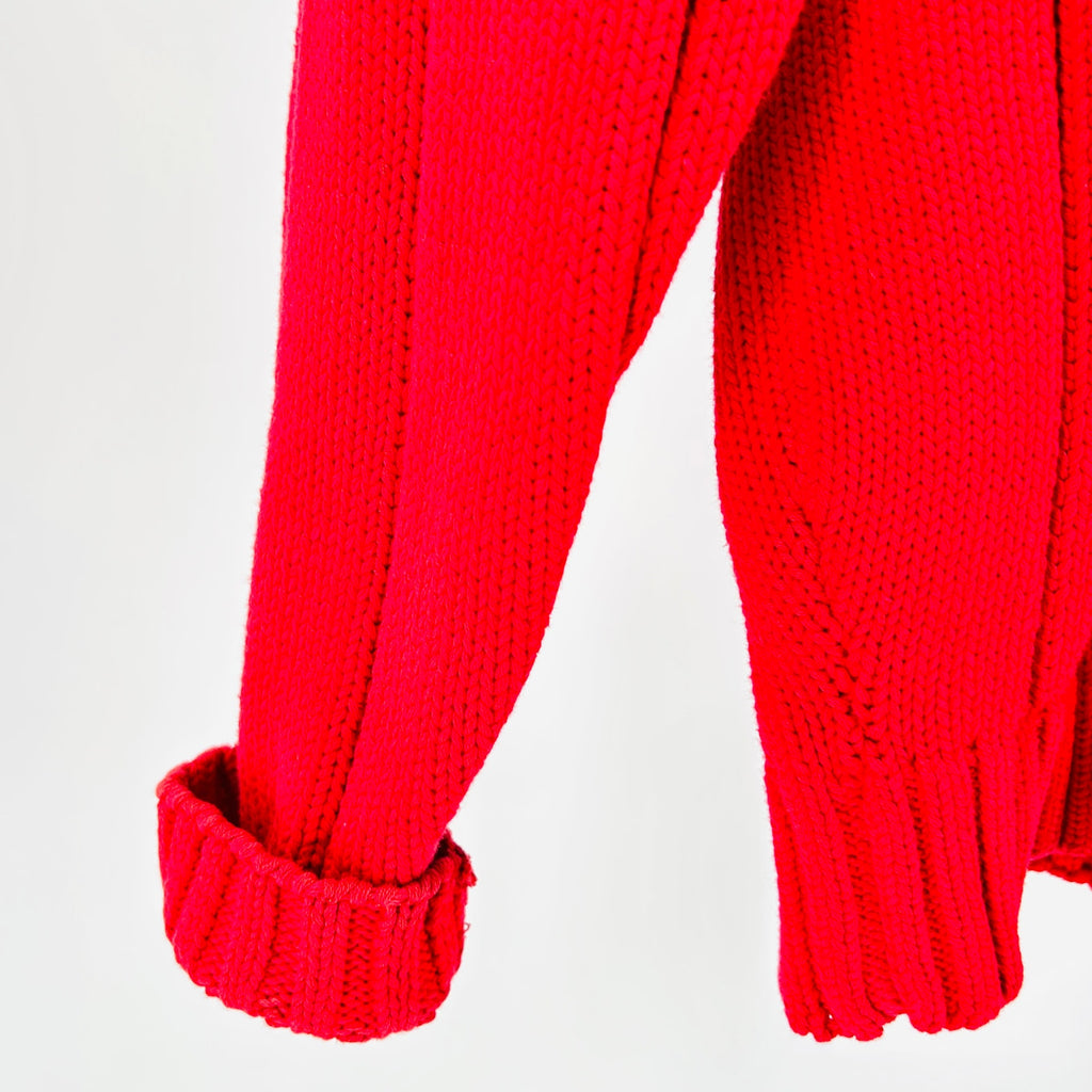 Vintage 90s Gap Red 100% Cotton Shaker Knit Blue Label Crewneck Sweater