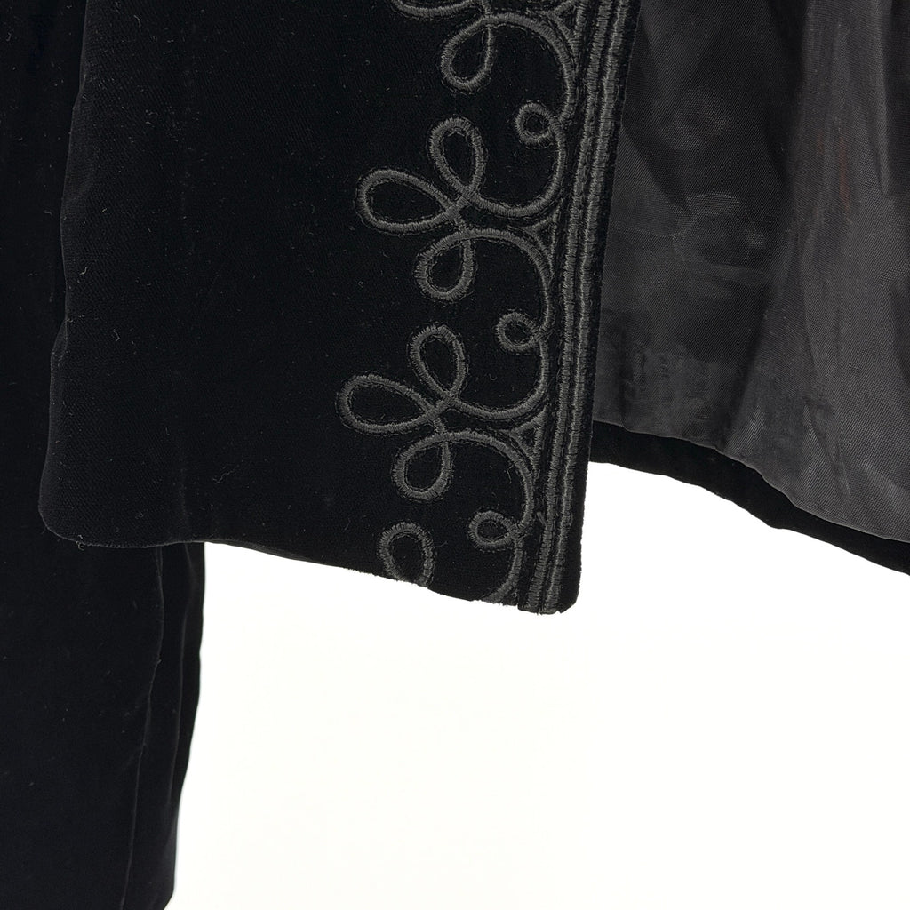 Vintage 80s Courtwell Black Soutache Embroidered Velvet Bolero Cropped Jacket