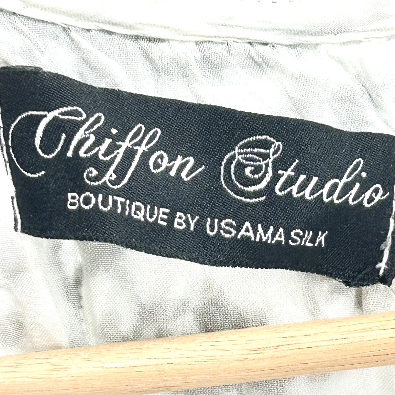 Vintage Y2K Chiffon Studio Black White Embroidered Silk Indian Kurta
