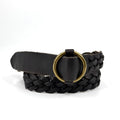 J.Crew Black Genuine Leather Braided O-Ring Buckle Belt