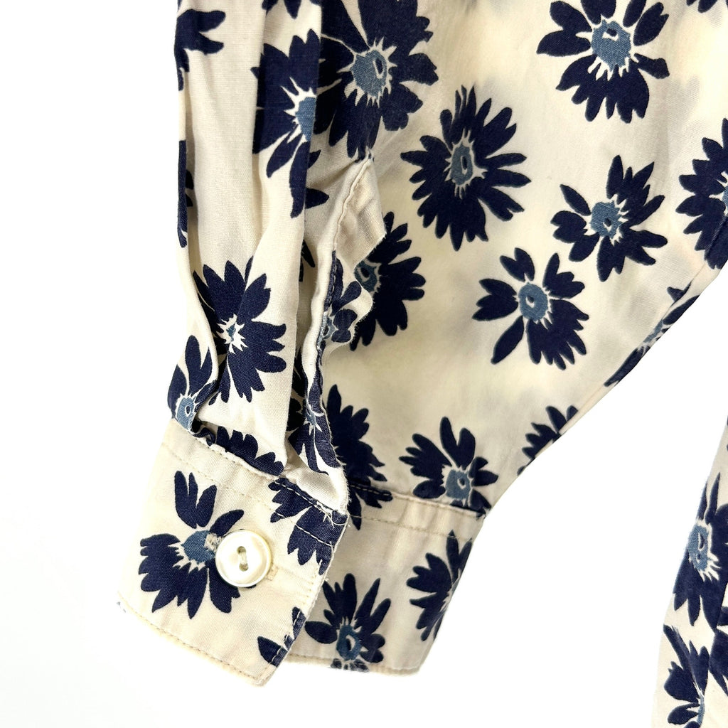 Vintage 90s GAP Navy Ivory Floral 100% Cotton Button Down Shirt