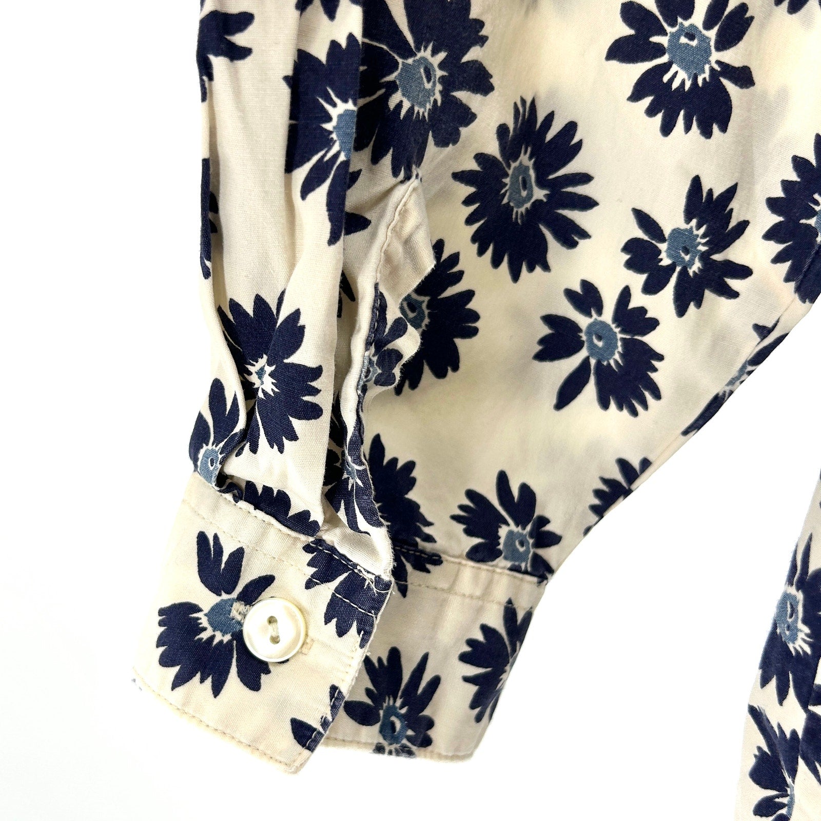 Vintage 90s GAP Navy Ivory Floral 100% Cotton Button Down Shirt