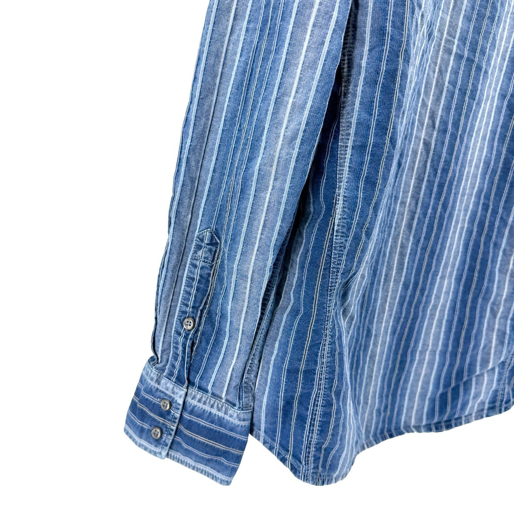 Hugo Boss Orange Blue Striped Cotton Denim Chambray Shirt
