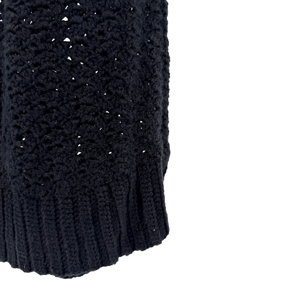 Vintage Y2K Black Off Shoulder Ruffle Open Knit Sweater Top
