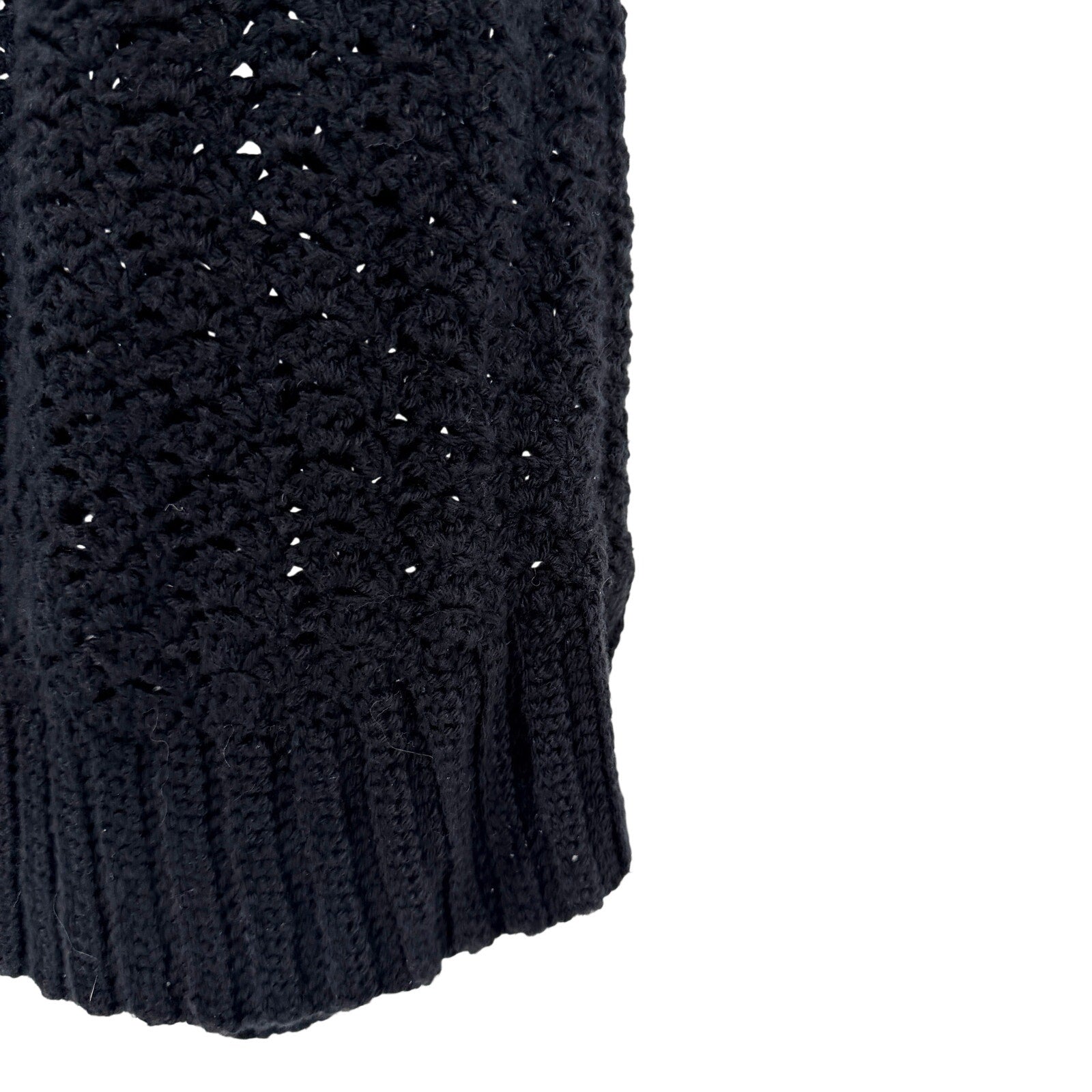Vintage Y2K Black Off Shoulder Ruffle Open Knit Sweater Top
