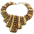 Vintage 90s Multi-Strand Genuine Pearl Glass Bib Statement Necklace