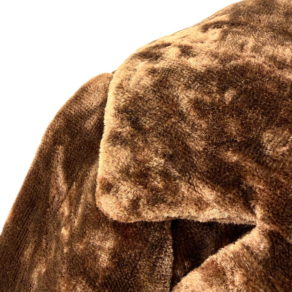 Vintage 50s Chocolate Brown Copper Faux Fur Belted Wrap Coat