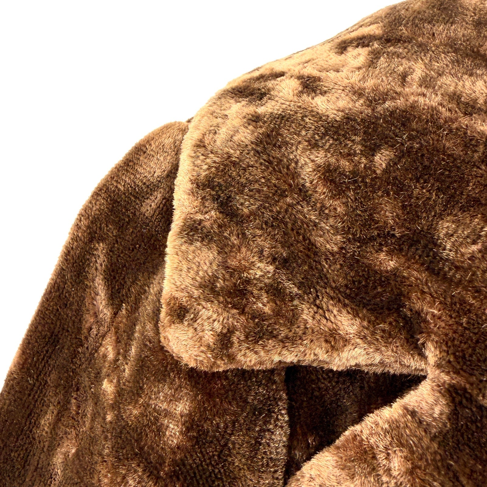 Vintage 50s Chocolate Brown Copper Faux Fur Belted Wrap Coat