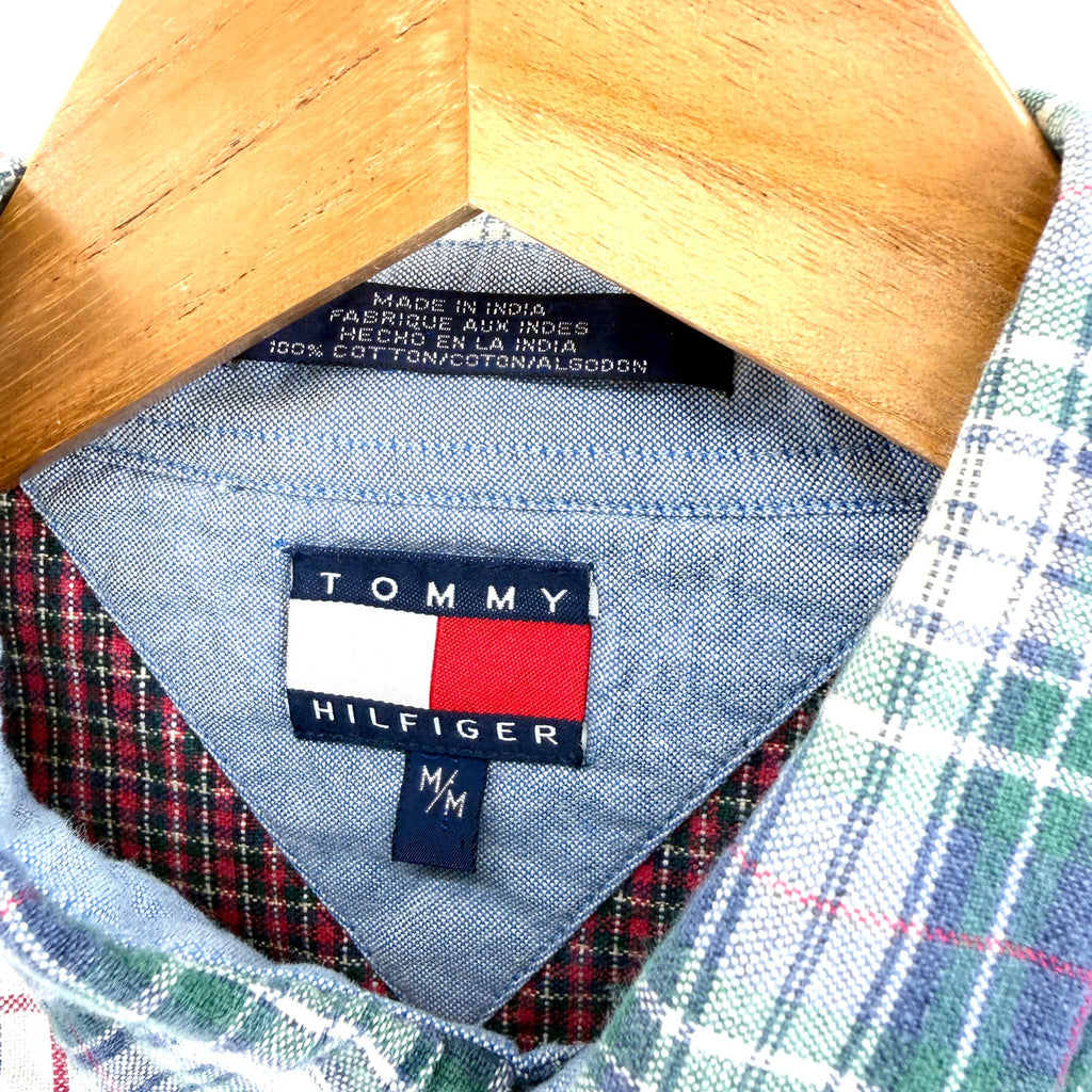 Vintage 90s Tommy Hilfiger 100% Cotton Patchwork Plaid Button Down Shirt