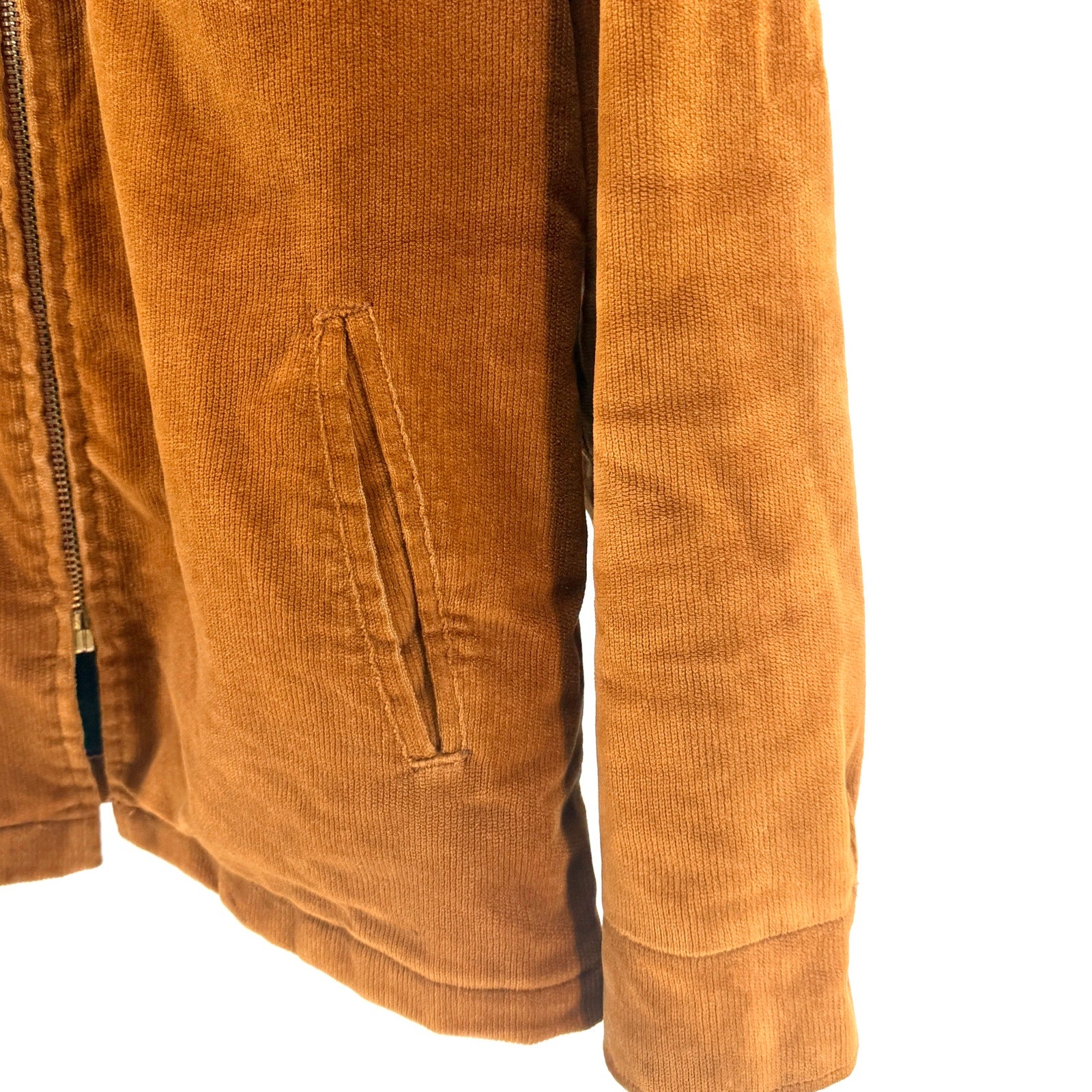 Vintage 70s William Barry Brown Corduroy Quilted Plaid Lined Bomber Jacket