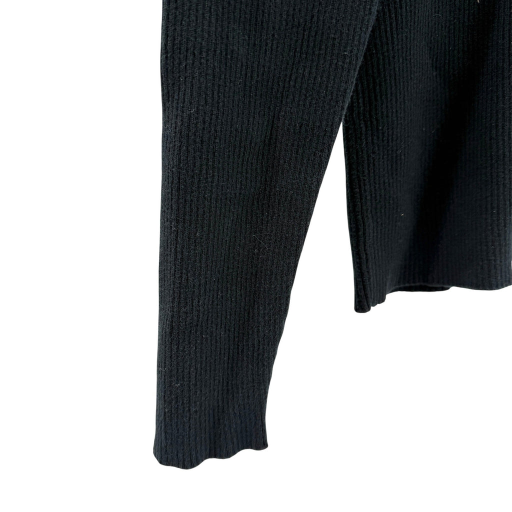 Vintage 90s Ralph Lauren Black 100% Cotton Ribbed Minimalist Turtleneck