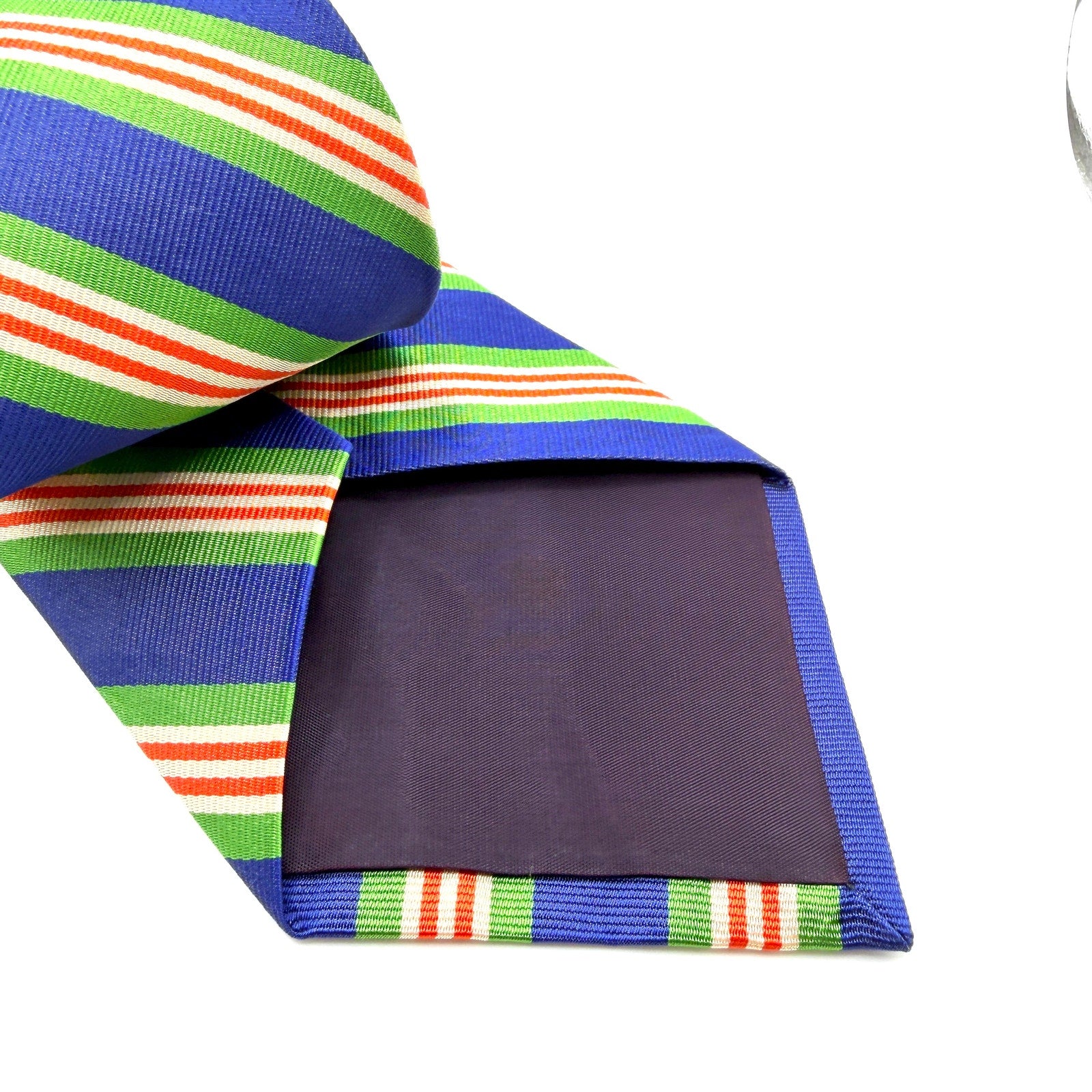 MINT Vintage 90s Polo Ralph Lauren Blue Green 100% Silk Preppy Stripe Necktie