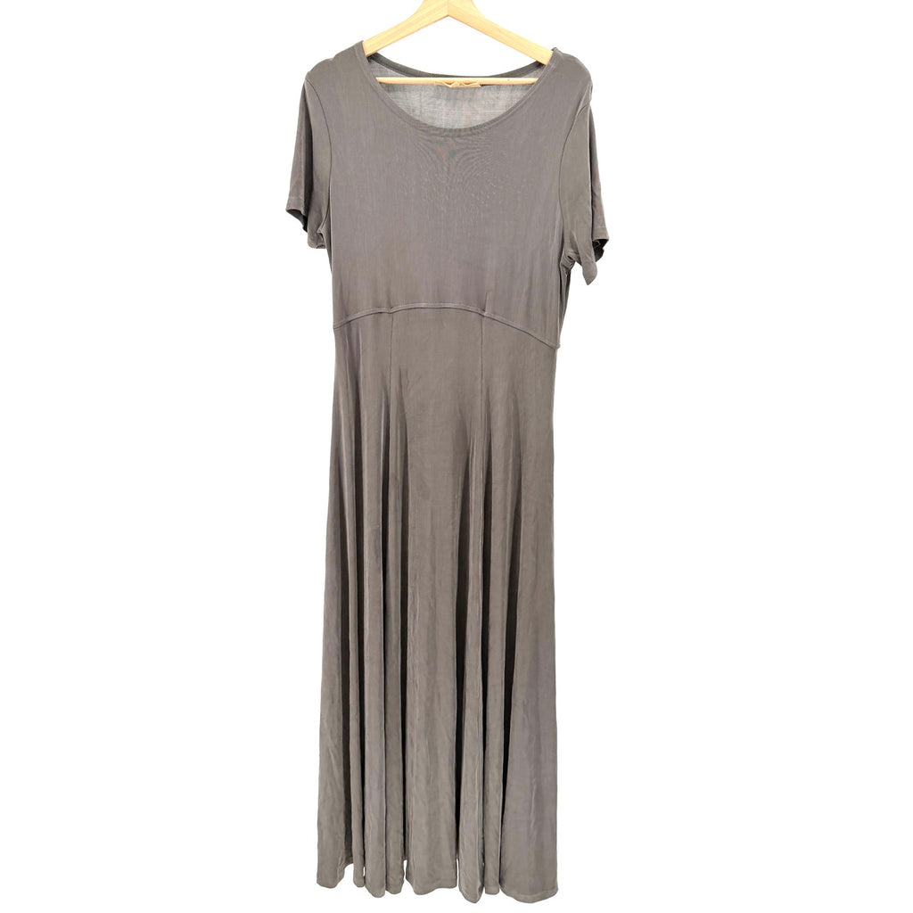 Vintage 90s Double D Ranch Warm Grey Ribbed Stretch Maxi Dress