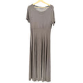 Vintage 90s Double D Ranch Warm Grey Ribbed Stretch Maxi Dress