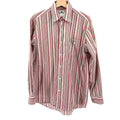 Lacoste Red Pink Striped Multi Color 100% Cotton Button Down Dress Shirt