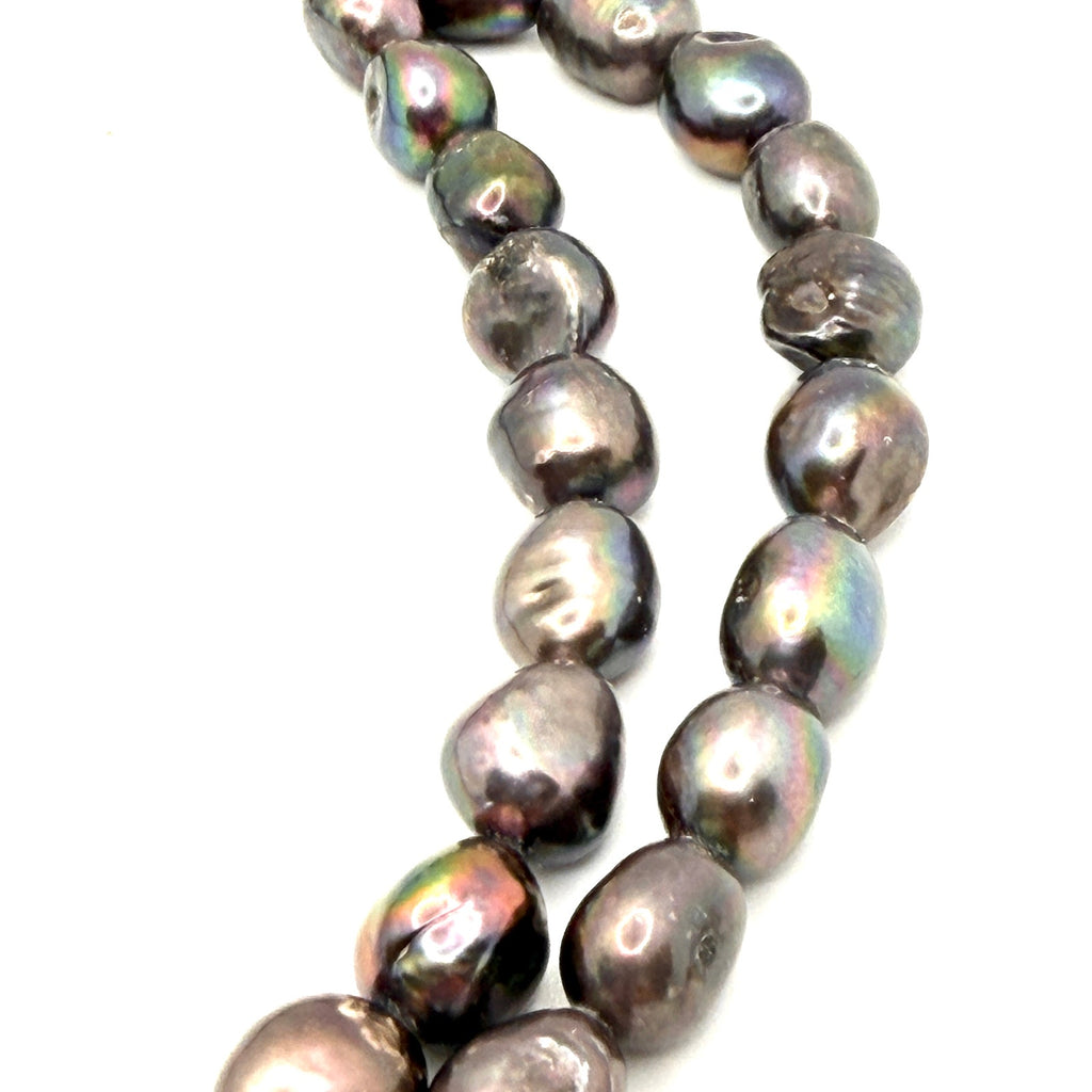 Vintage Y2K Peacock Pearl Blue Topaz Sterling Silver Double Strand Necklace