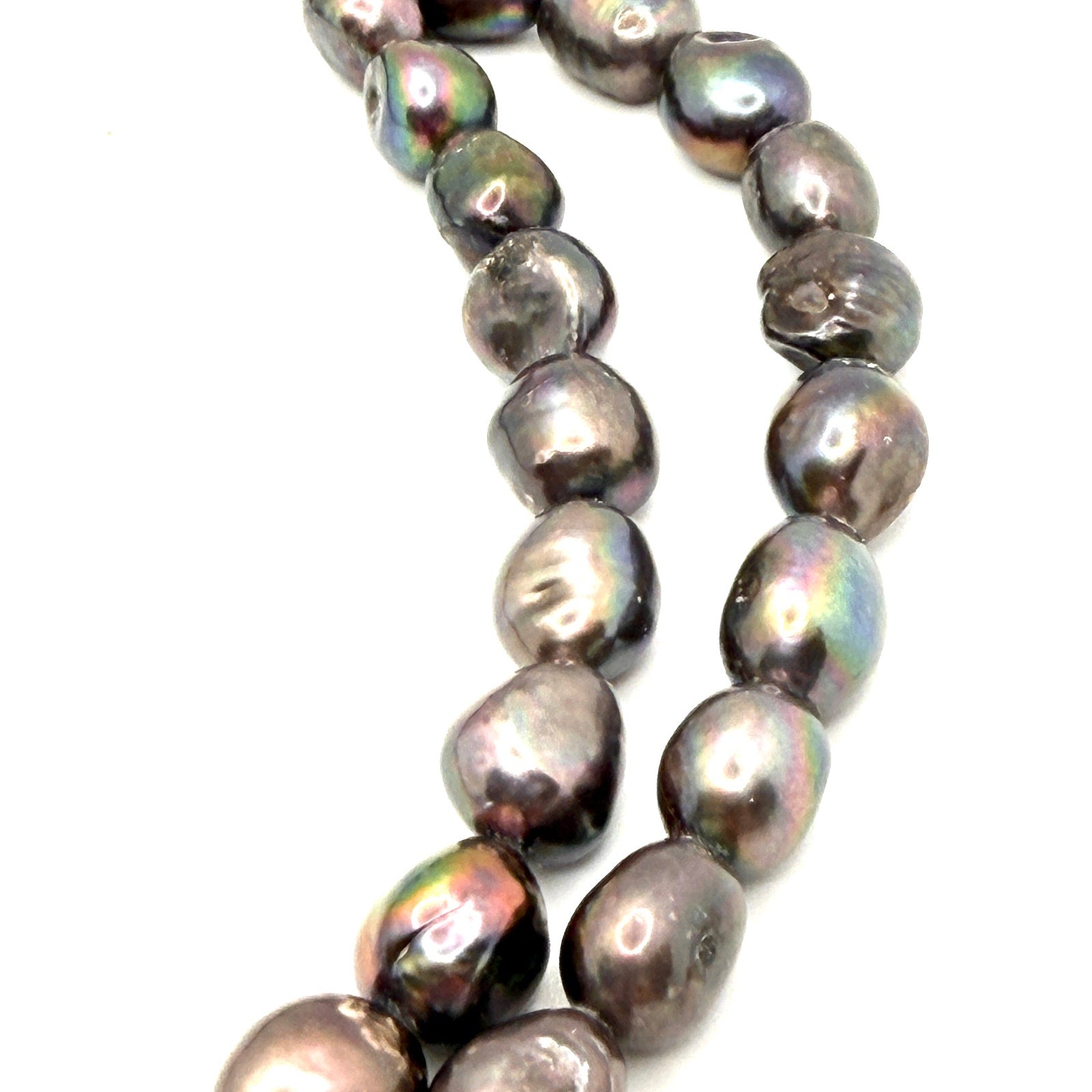 Vintage Y2K Peacock Pearl Blue Topaz Sterling Silver Double Strand Necklace