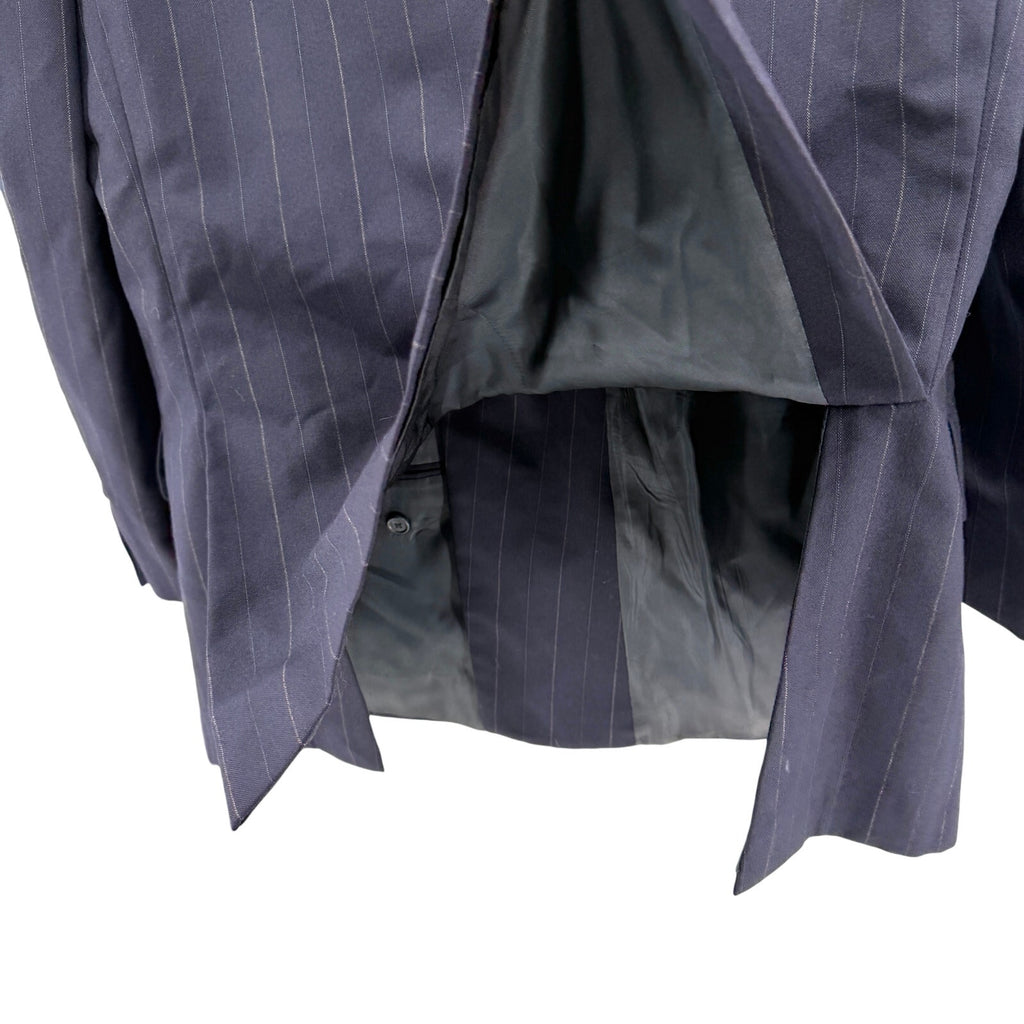 Vintage 90s Burberry Navy Blue 100% Wool Pinstripe Double Breasted Blazer