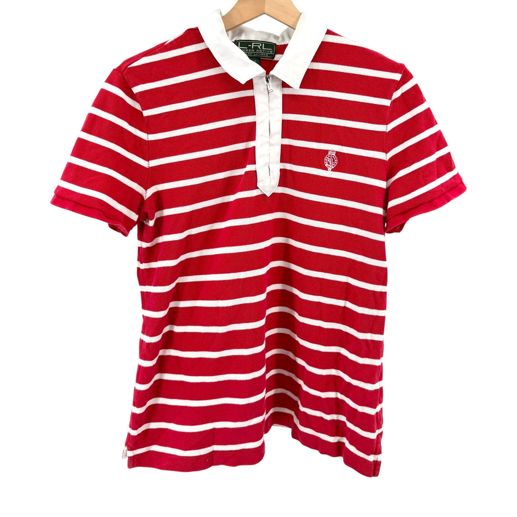 Vintage Y2K Lauren Active Ralph Lauren Red White Striped Cotton Nautical Polo