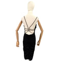 Vintage Y2K Sexy Cache Black Ruched Rhinestone Chain-Back Cocktail Dress