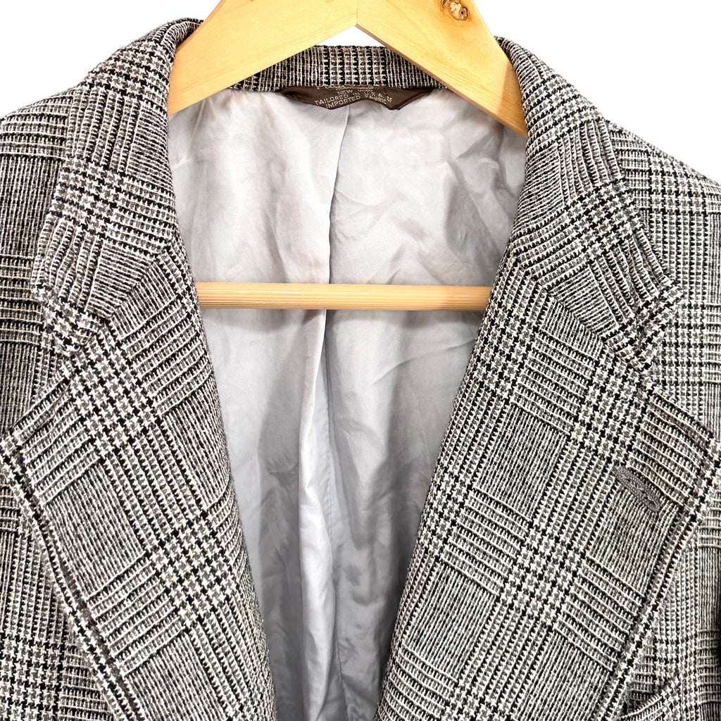 Vintage 80s Paul Stuart Tan Black Check Preppy Sharp Tailoring Blazer Jacket