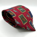 Vintage 90s Tommy Hilfiger Red 100% Silk Baseball Motif Preppy Novelty Tie