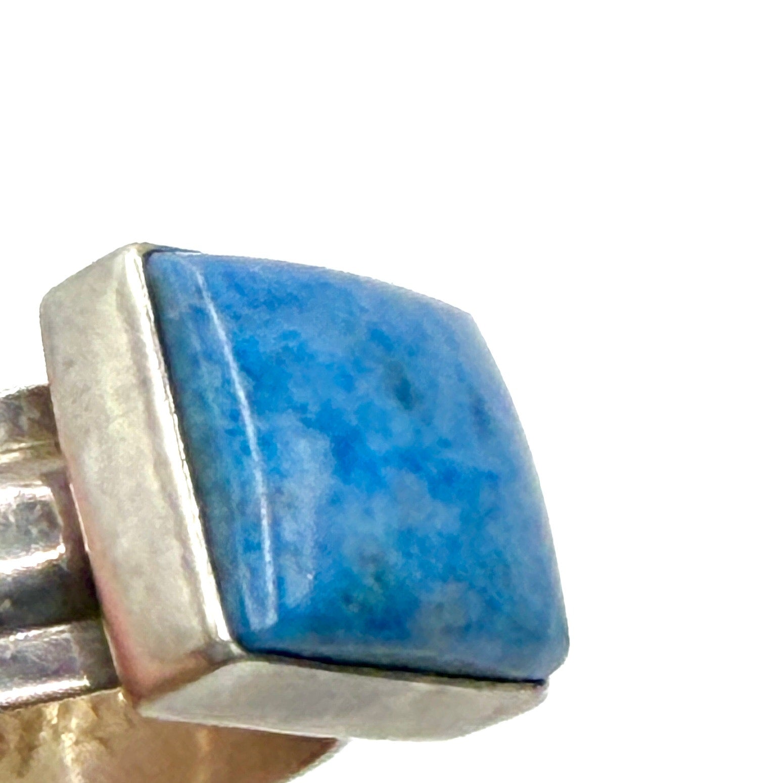 Vintage 90s Blue Lapis Sterling Silver Stamped Boho Statement Ring