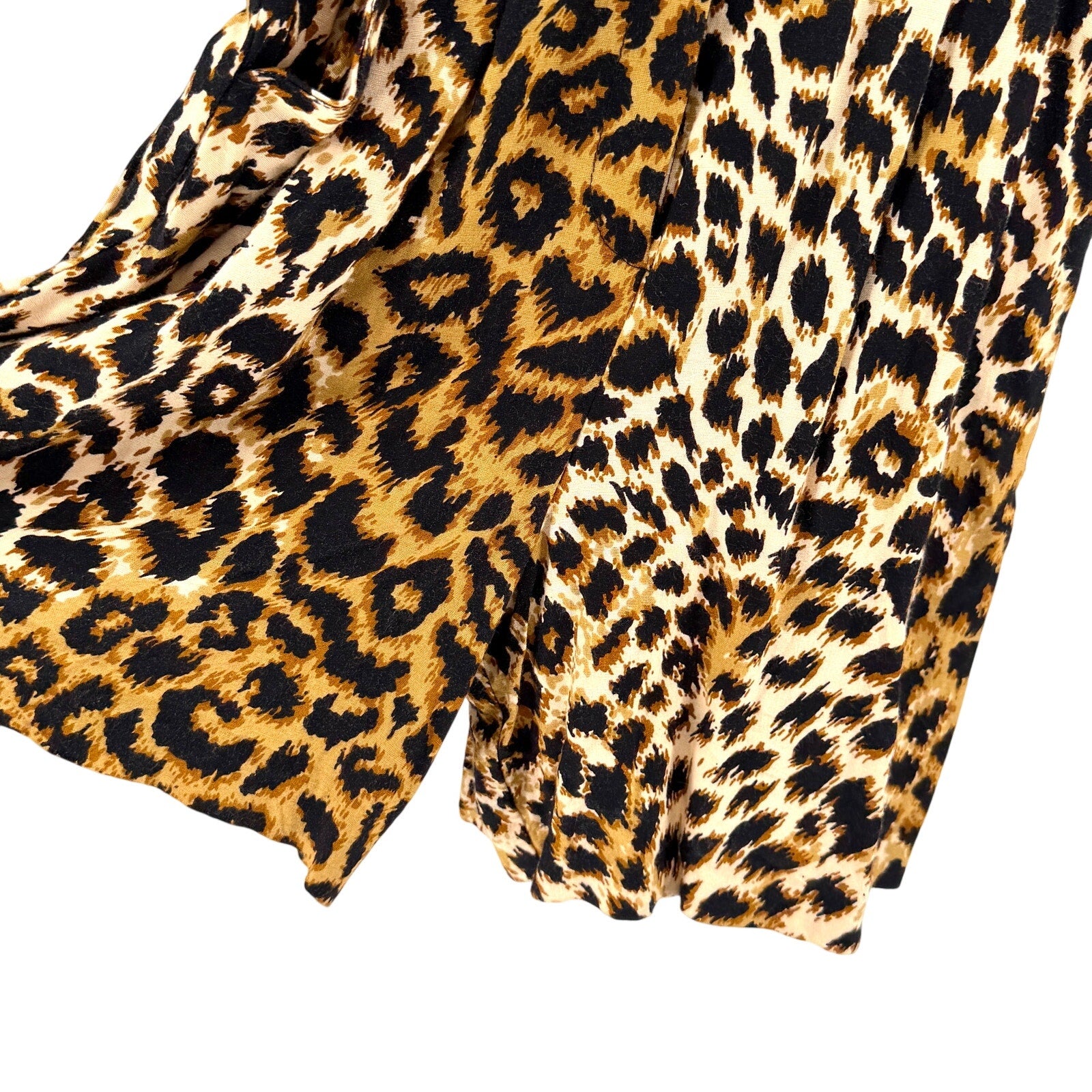 Vintage 80s Geoffrey Craig Leopard Print 100% Rayon Shoulder Pad Romper