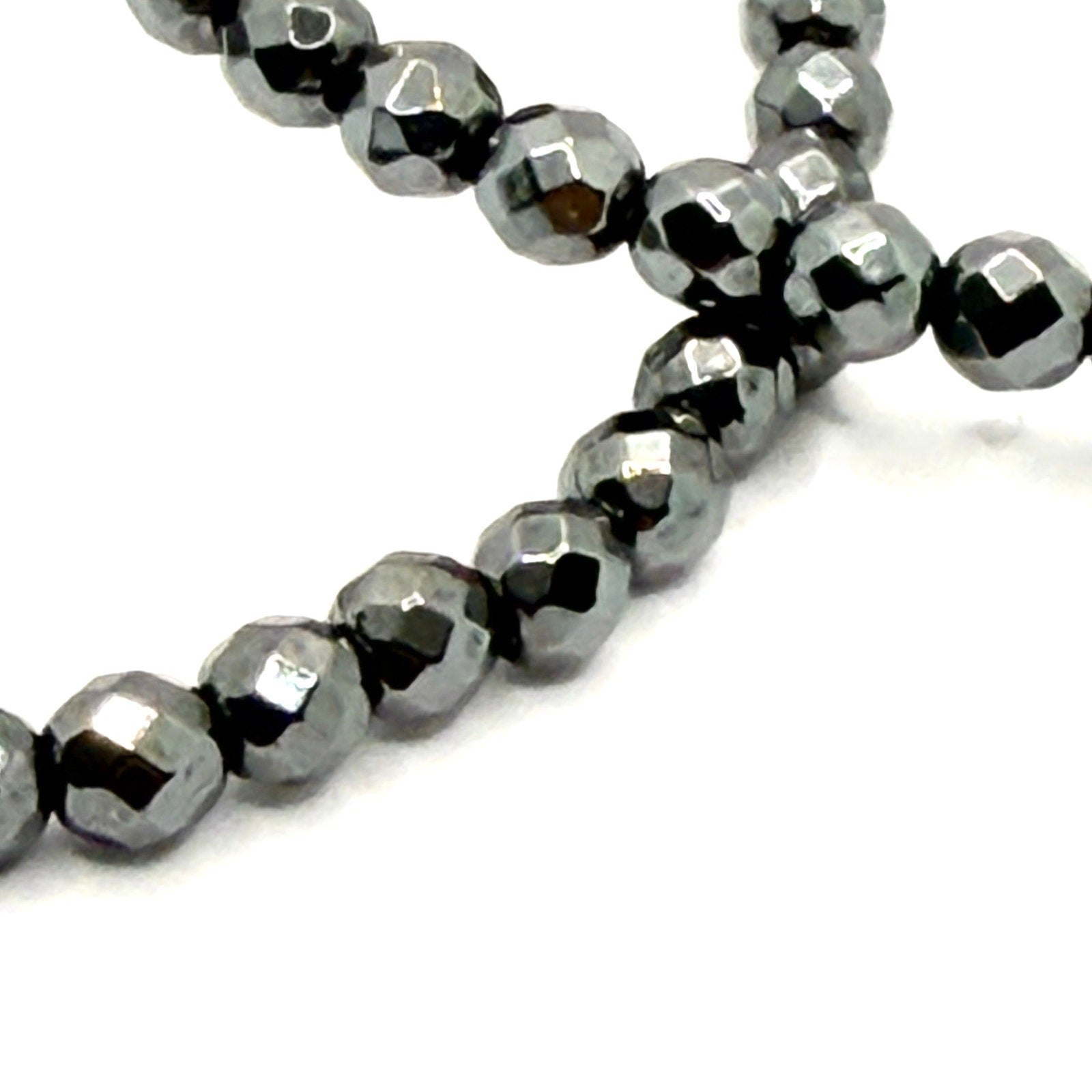 Pair of Faceted Hematite Bead Stretch Bracelets