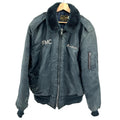 Vintage 1970s Timber King Navy Quilted Faux Fur Collar Bomber Jacket