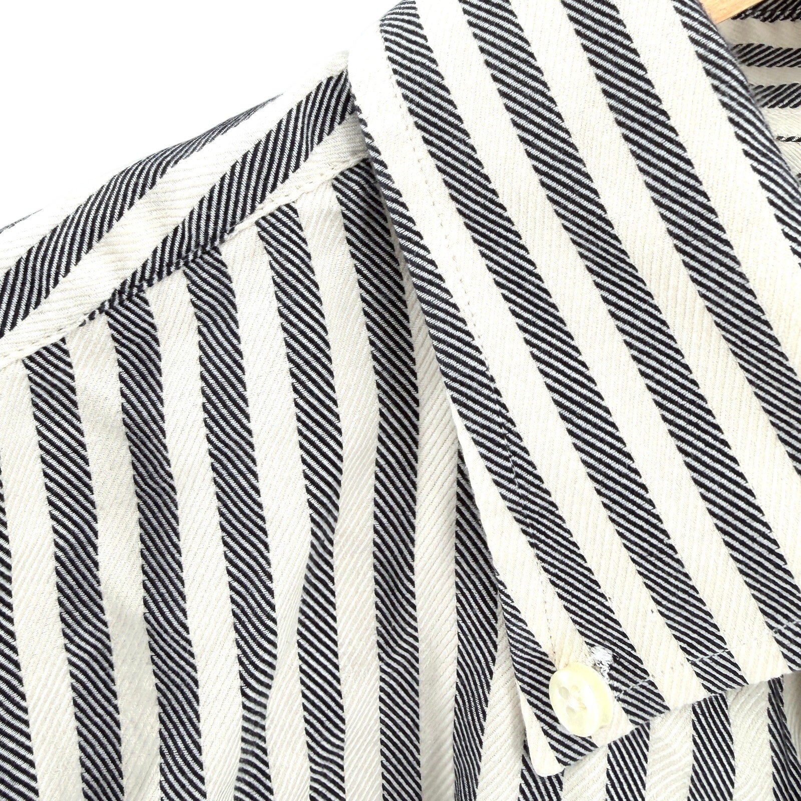 Peter Millar White Grey Striped Twill 100% Cotton Dress Shirt