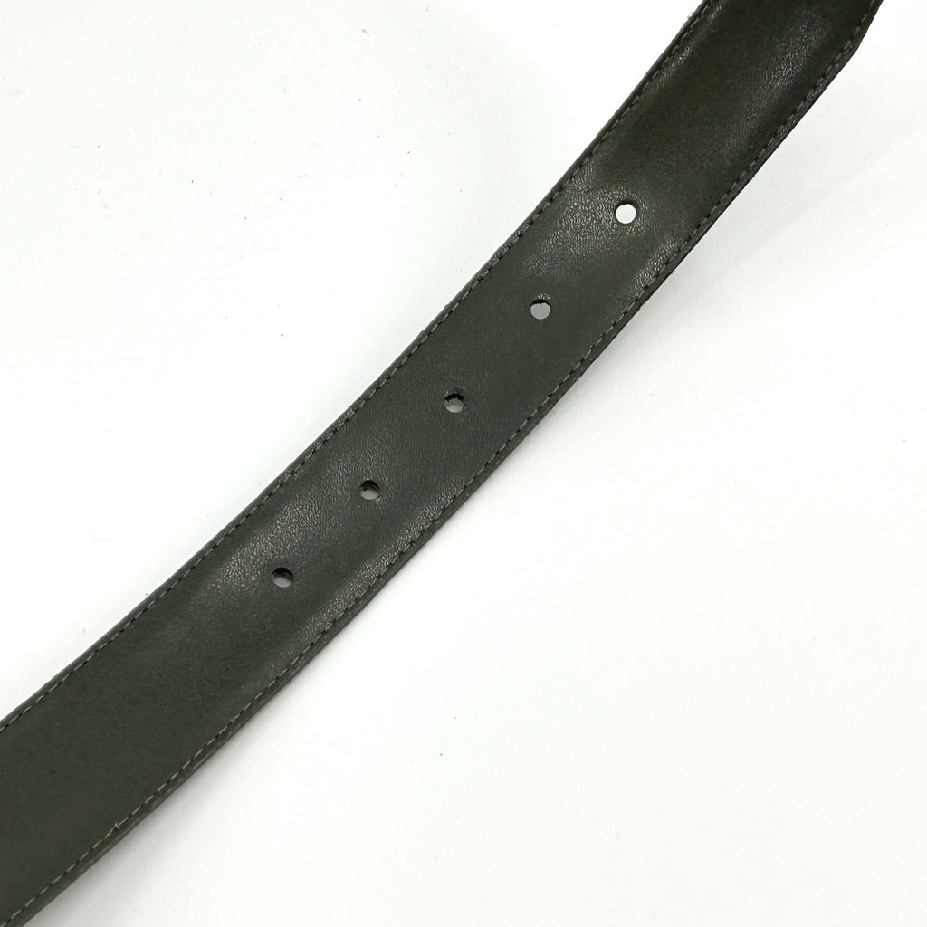 Vintage 90s Gray Black Genuine Leather Snakeskin Embossed Gold Buckle Belt
