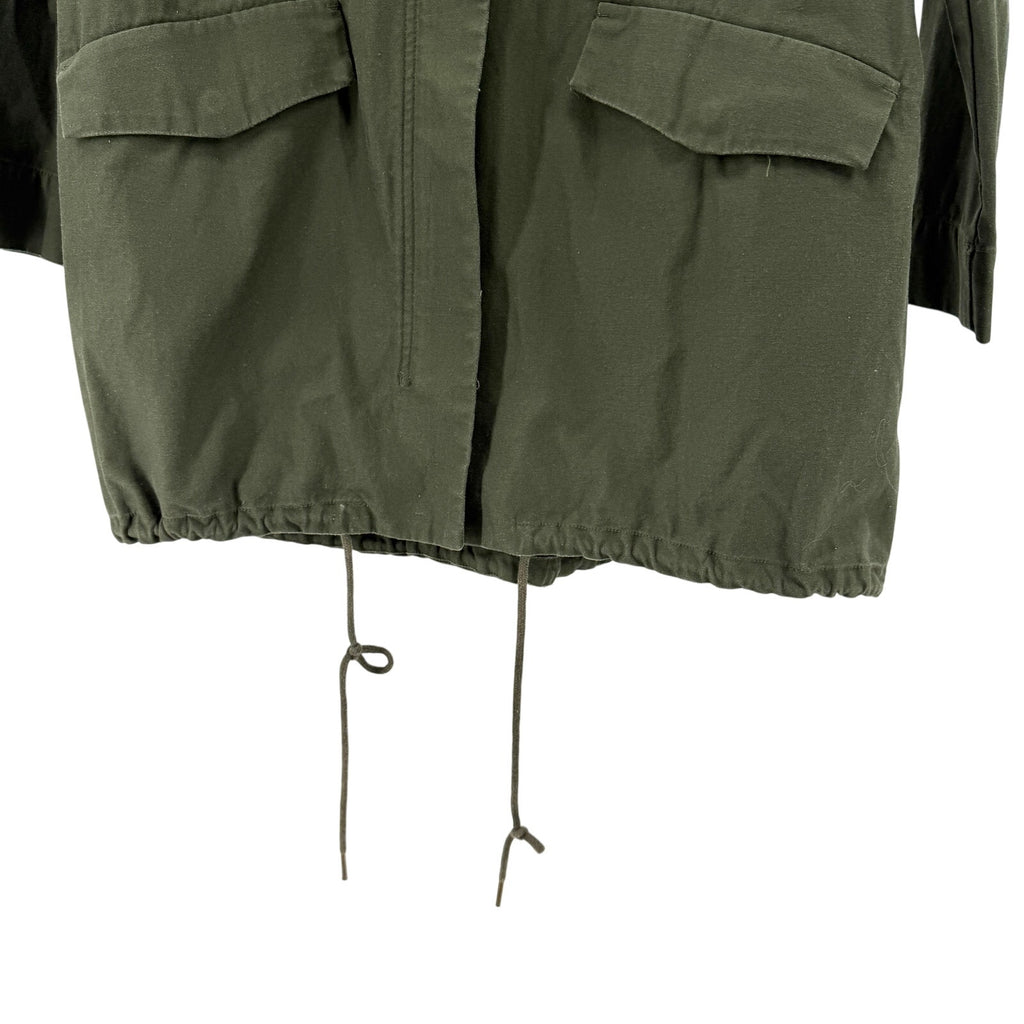 Custom Army Green I Do Care Stencil Slogan Utility Jacket