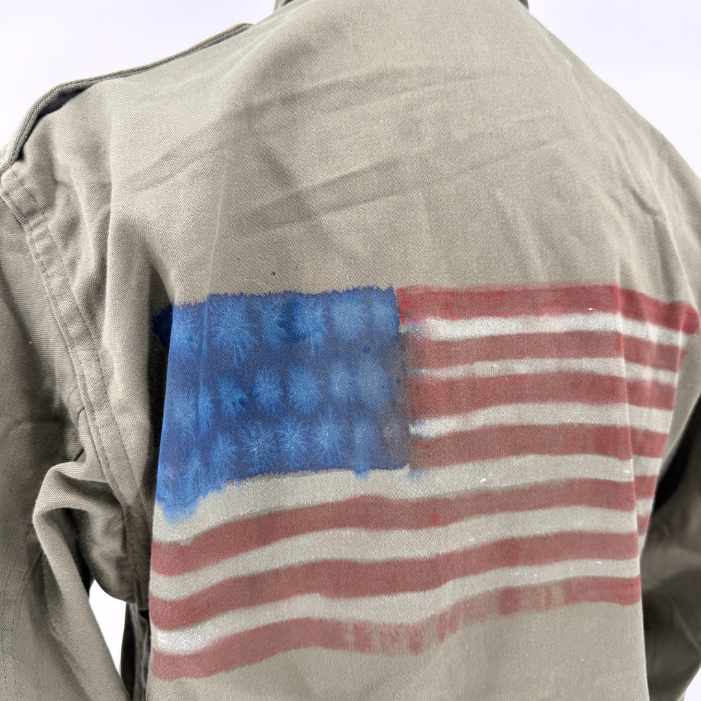 Tomer Peretz Green Hand Painted War Is Over Collection Military Field Jacket