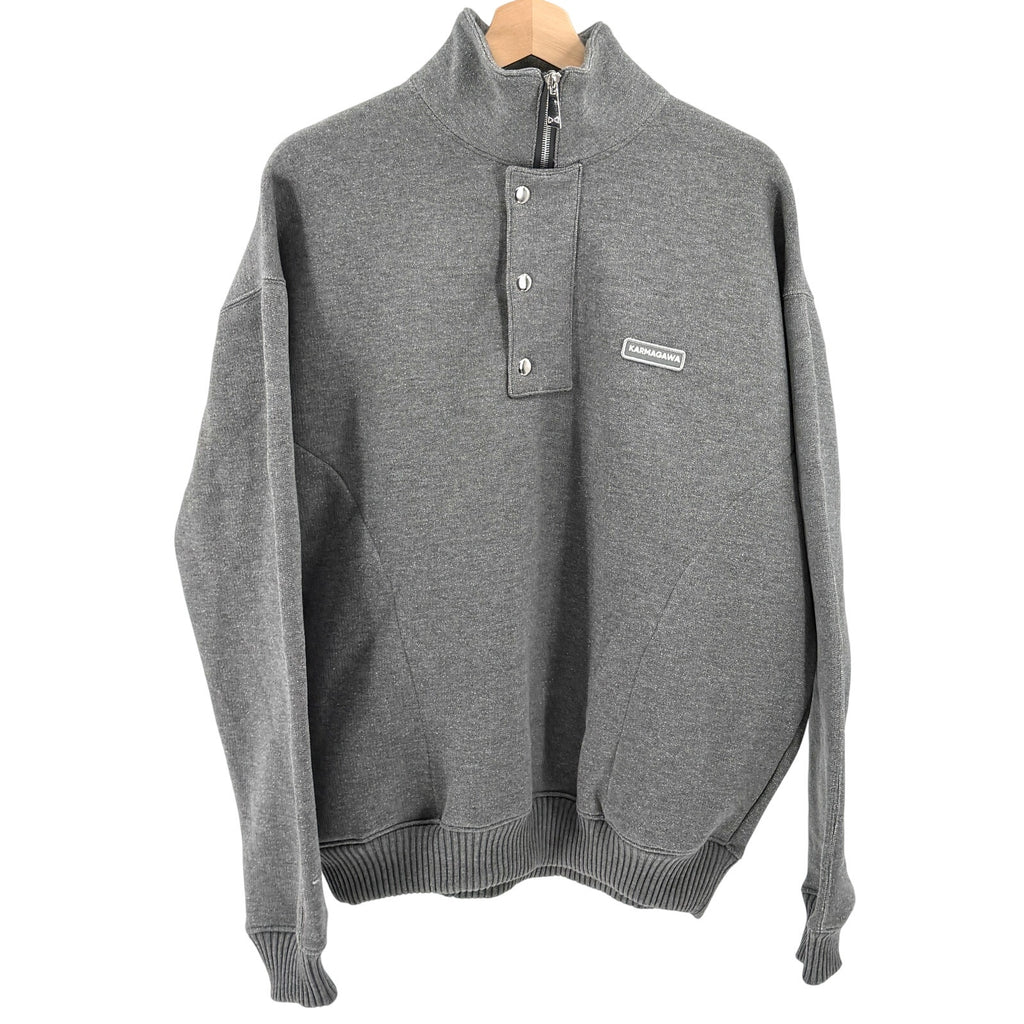 NWT Karmagawa Grey Half Zip Snap Button Mock Neck Sweatshirt
