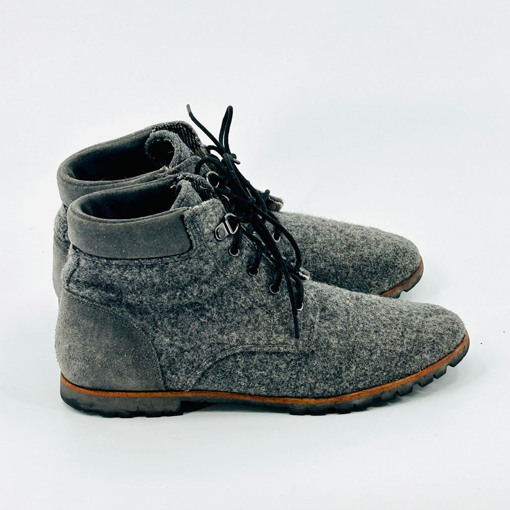 Woolrich x Portland Product Werks Gray Wool Suede Lace-Up Ankle Boots